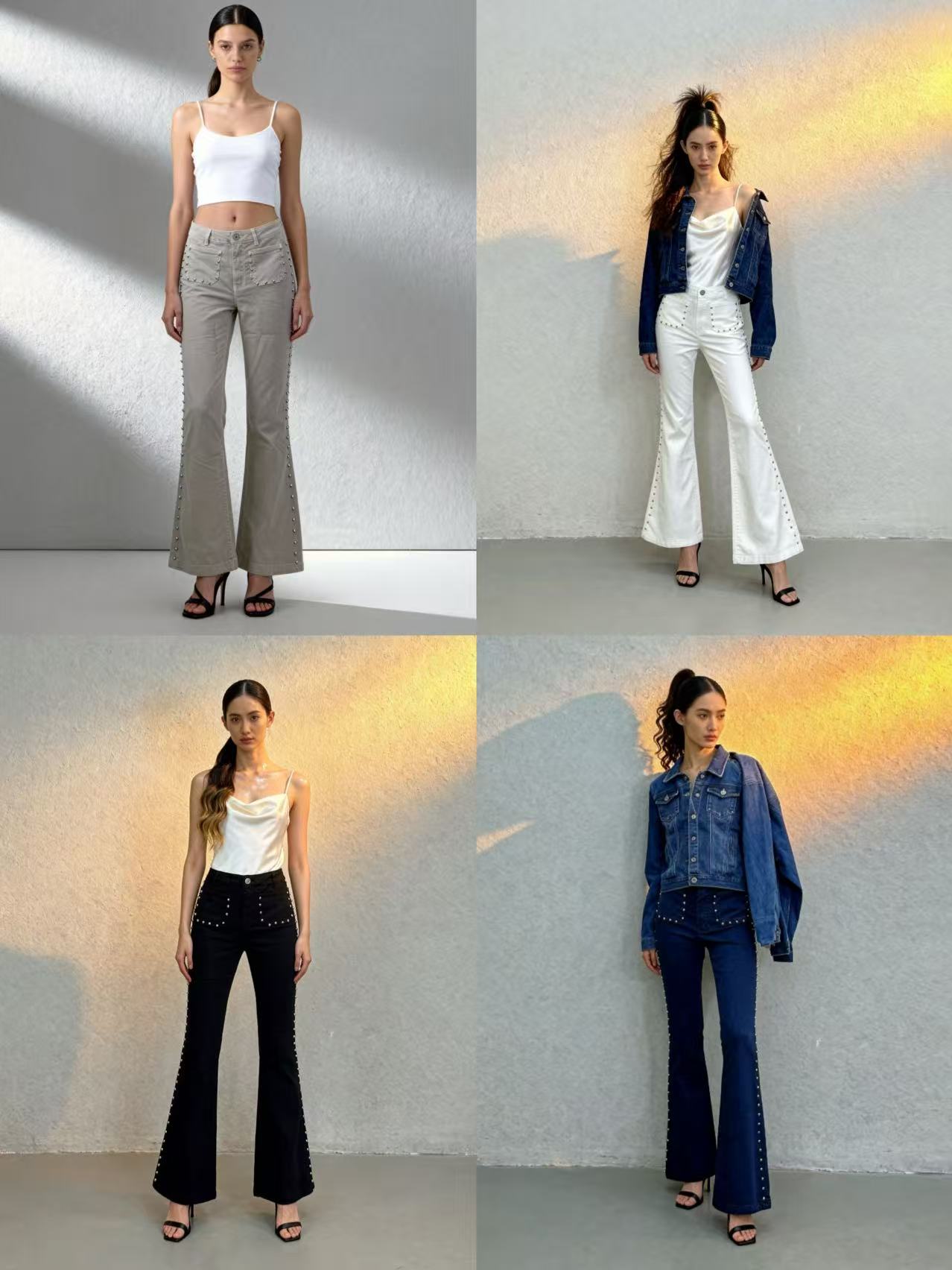 Jeans Flare con Borchie