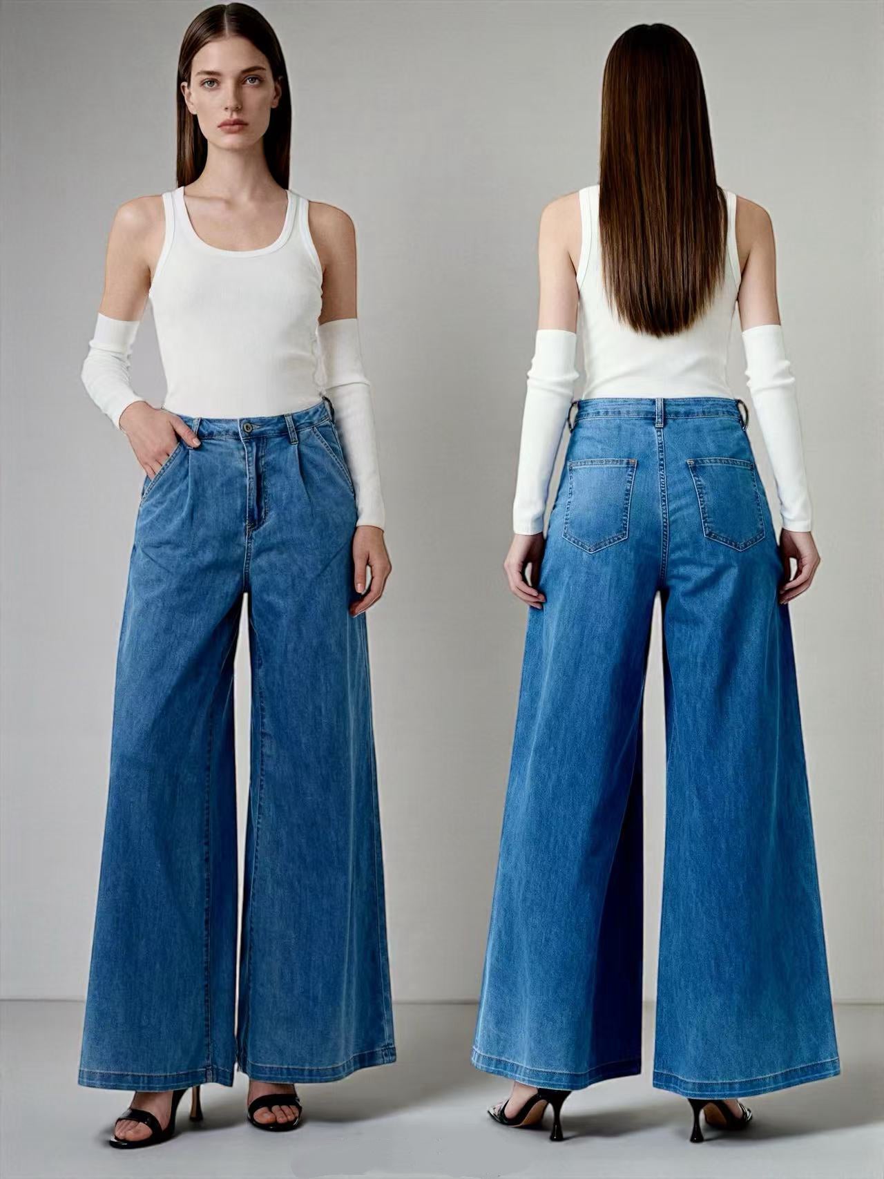 Jeans wide a vita alta