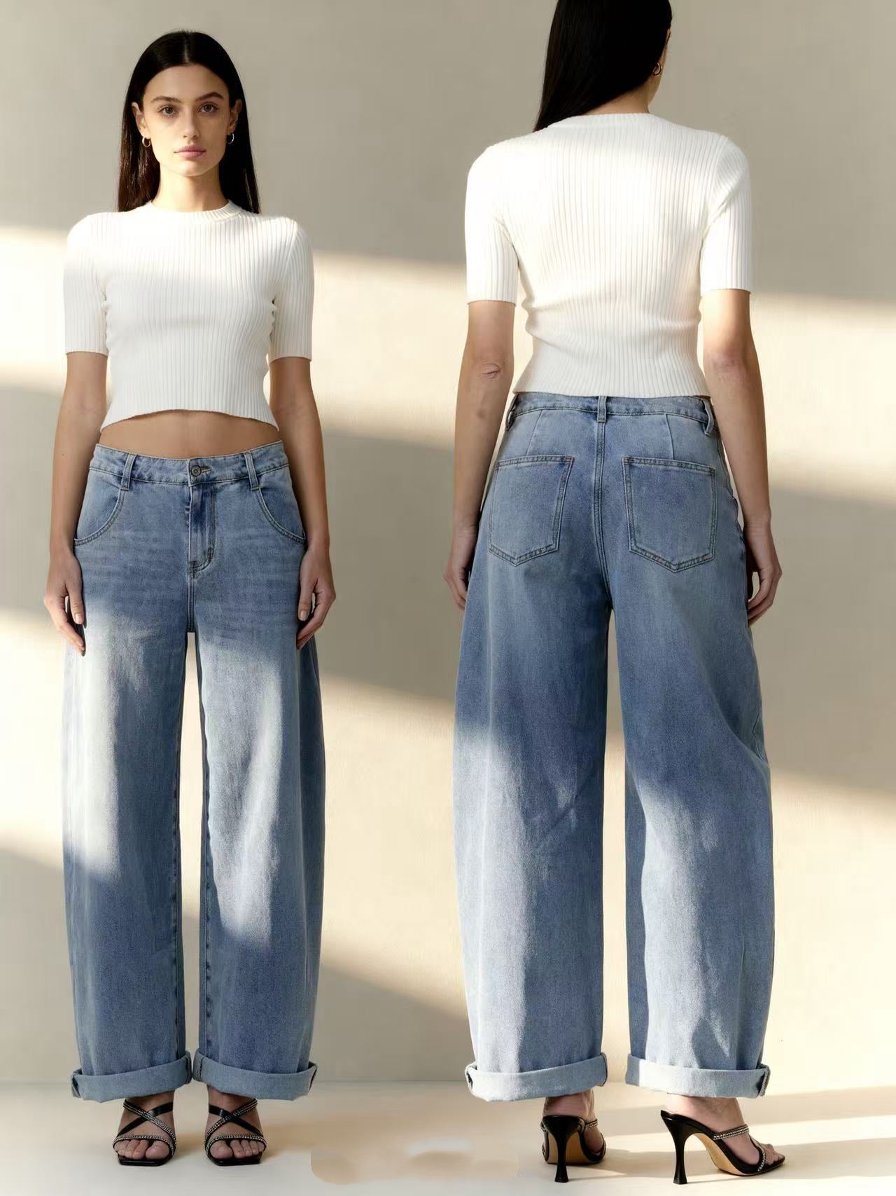 Jeans wide a vita alta