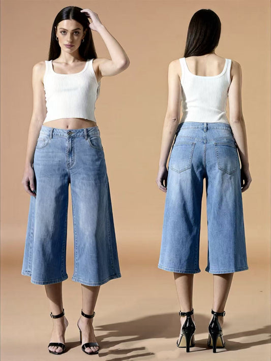 Jeans culotte a vita alta